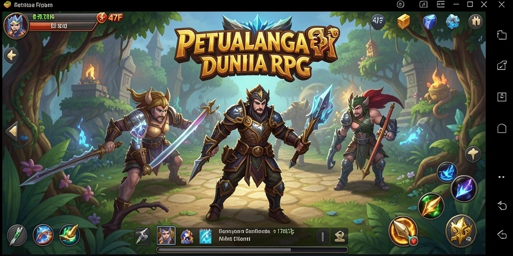 Screenshot utama 47F menampilkan aksi pertarungan yang mendebarkan dalam dunia RPG.