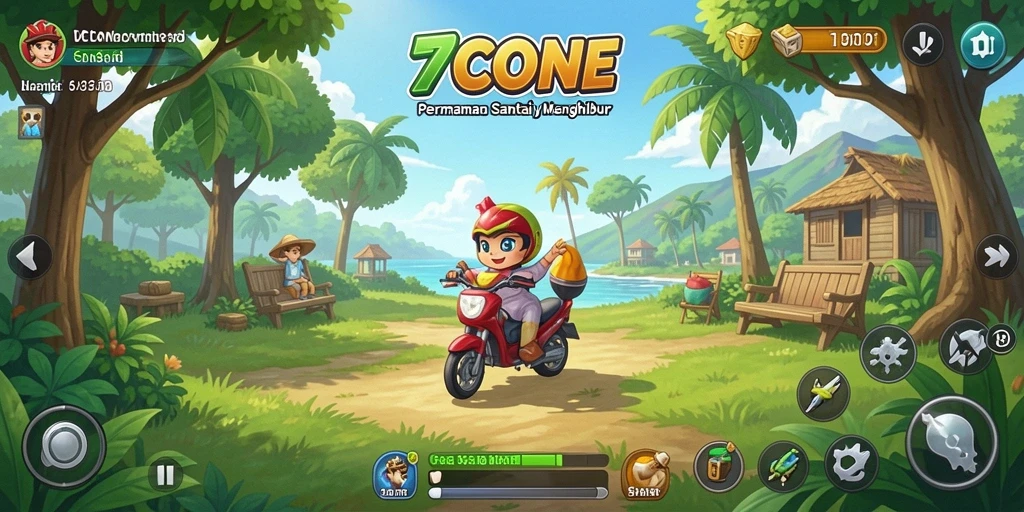 Tampilan menarik dari gameplay 7CONE dengan warna-warna cerah.
