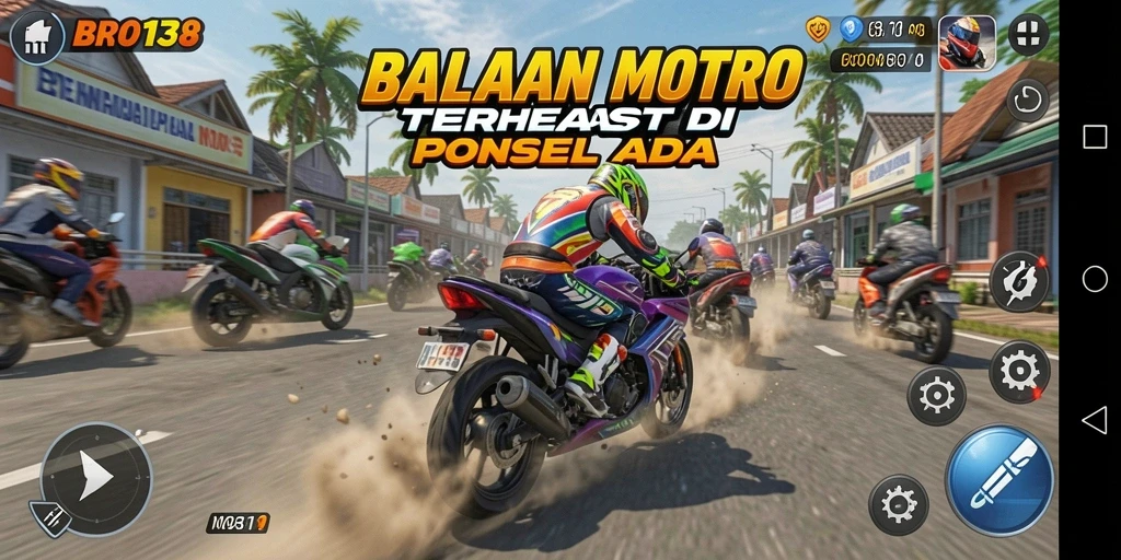 Gameplay seru BRO138 dengan balapan motor menarik.