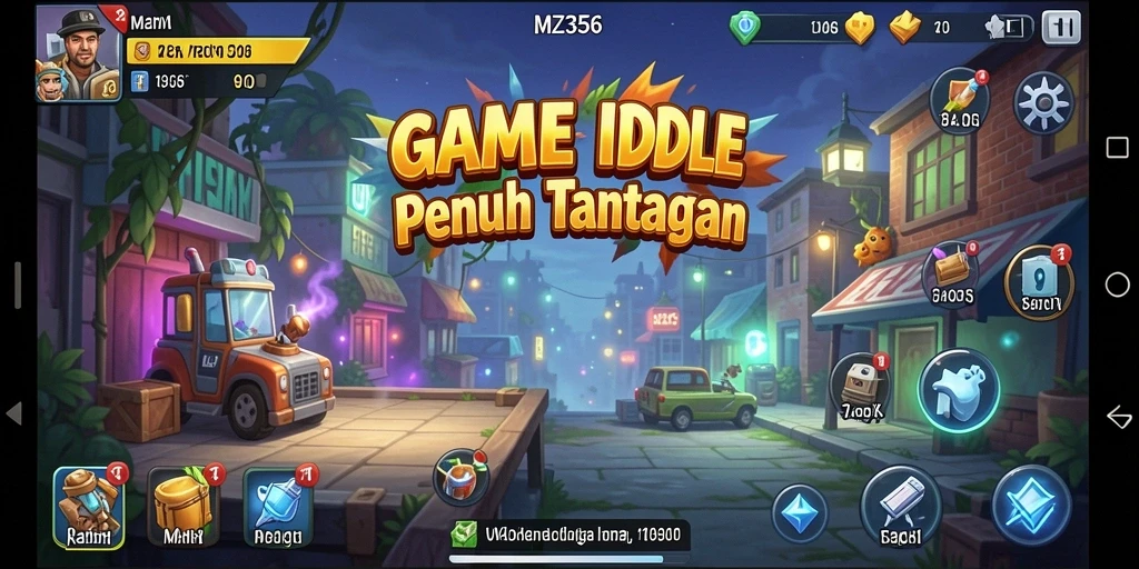 Tampilan gameplay MZ356 dengan karakter yang berkembang otomatis.