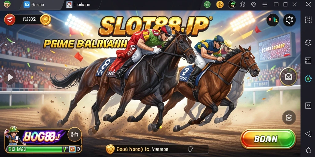 Tampilan gameplay SLOT88JP yang mendebarkan saat balapan.
